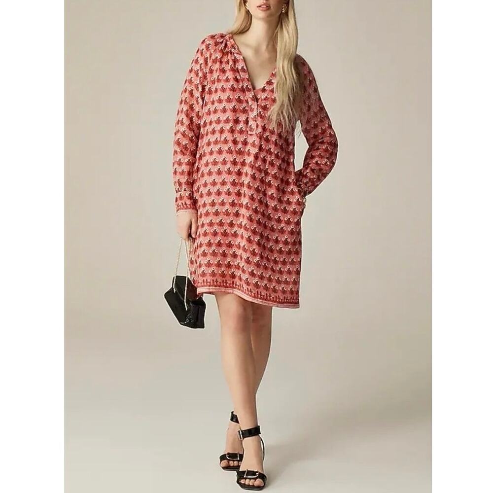 J. Crew Pink and Red Printed Mini Dress